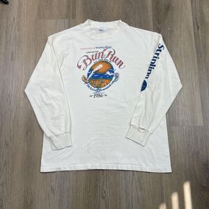 Vintage Schlotzsky's Bun Run Shirt Mens Large White Long Sleeve Made USA 1986